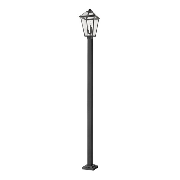 Z-Lite Talbot 3 Light Outdoor Post Mounted Fixture, Black & Clear Beveled 579PHXLS-536P-BK